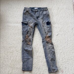 Men's Skinny Distressed Jeans - Gray